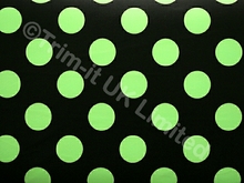 28mm Polka Dot Lycra with Black back ground - Flo. Apple