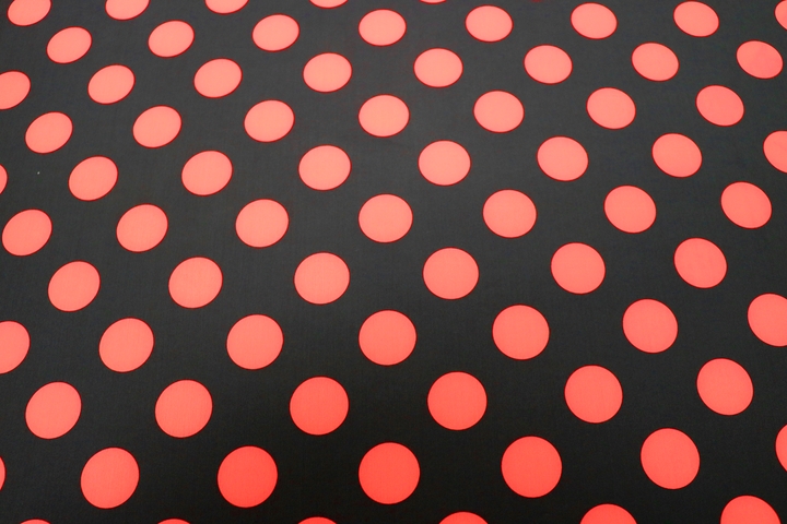 28mm Polka Dot Lycra with Black back ground - Flame