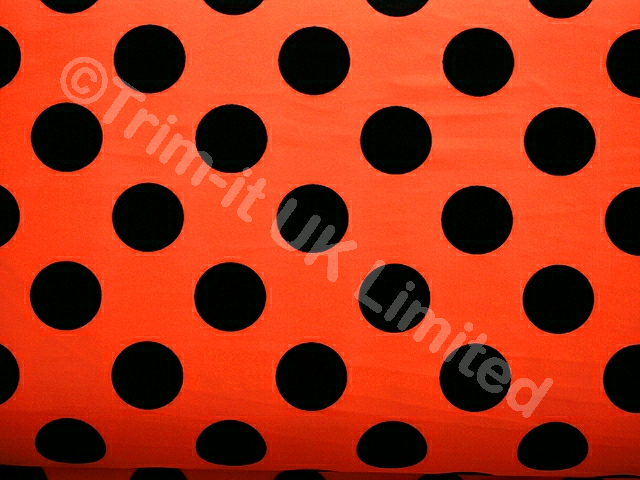 Polka Dot Lycra-28mm Black Spot - Flo. Orange