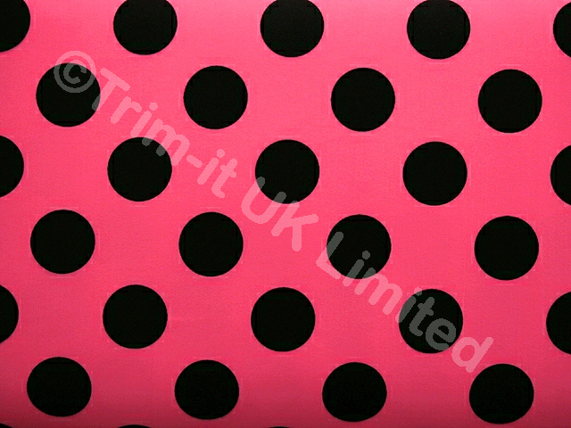 Polka Dot Lycra-28mm Black Spot - Pink Tropicana