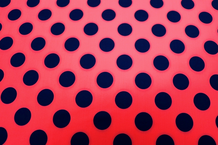 Polka Dot Lycra-28mm Black Spot - Flame