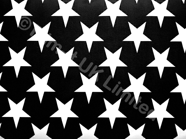 Star Lycra with Black Back ground-40mm Star - White