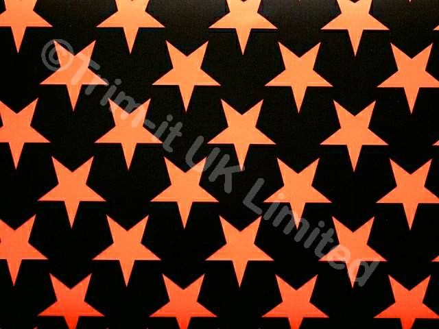 Star Lycra with Black Back ground-40mm Star - Flo. Orange