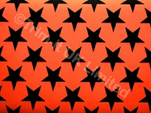 Star Lycra-approx. 40mm Black Star - Flo. Orange