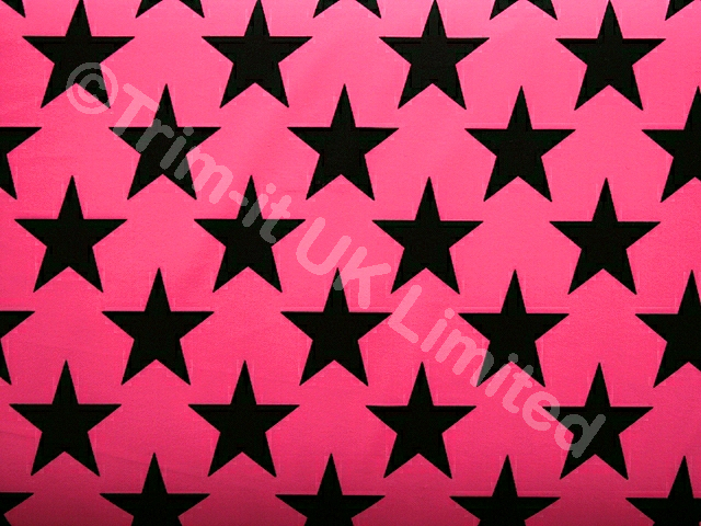 Star Lycra-approx. 40mm Black Star - Pink Tropicana