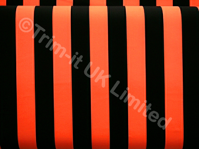 Black Striped Lycra-Approx.22mm wide - Flo. Orange