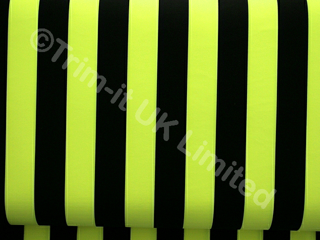 Black Striped Lycra-Approx.22mm wide - Tropic Lime