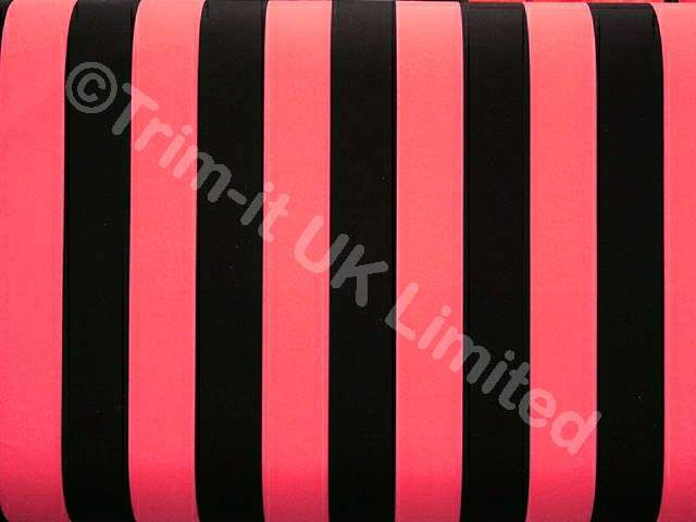 Black Striped Lycra-Approx.22mm wide - Pink Grapefruit