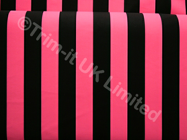 Black Striped Lycra-Approx.22mm wide - Pink Tropicana