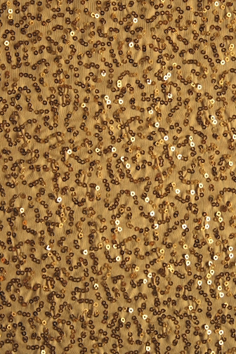 2mm Swirl Sequin On Poly Lycra 2-Way Stretch - Gold/Metallic Gold