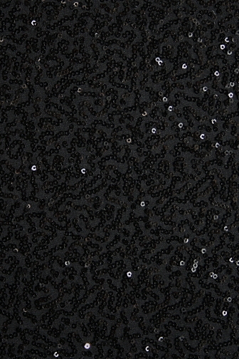 2mm Swirl Sequin On Shiny Poly Lycra - Black/Metallic Black