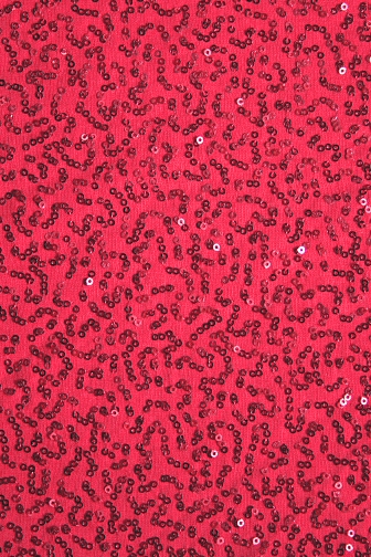 2mm Swirl Sequin On Shiny Poly Lycra - Red/Red