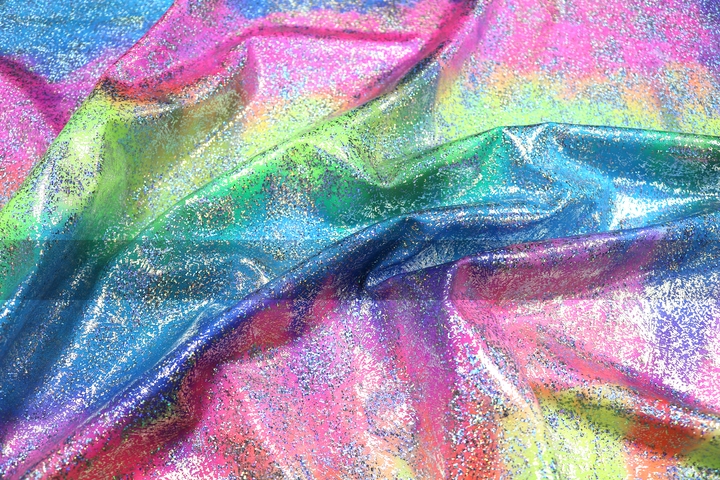 Tie Dye with Silver Hologram Lycra - Flo.Multi