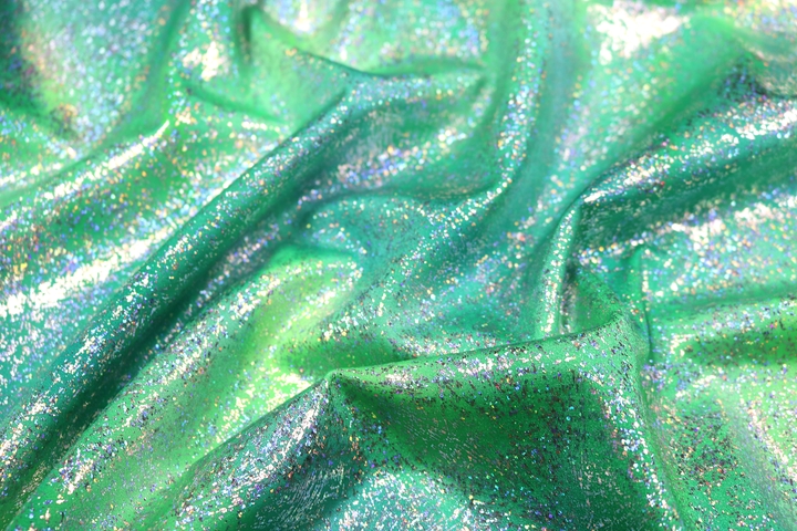 Tie Dye with Silver Hologram Lycra - Spermint/Flo.Emerald/Jade