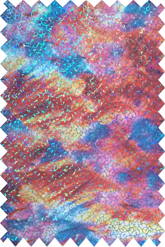 Tornado Hologram Lycra - Ocean Blue/Red