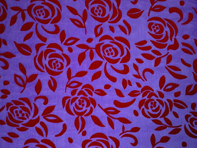 Spanish Rose Velvet Flock On Stretch Net - Flamenco Red/Purple Rain