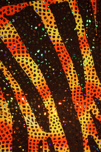 Zebra/Psycho Hologram Lycra - Tropic Lime/Flo. Orange/Black