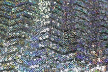 Zig Zag Met.& Hologram 2 way stretch sequin - Black/Silver Hologram