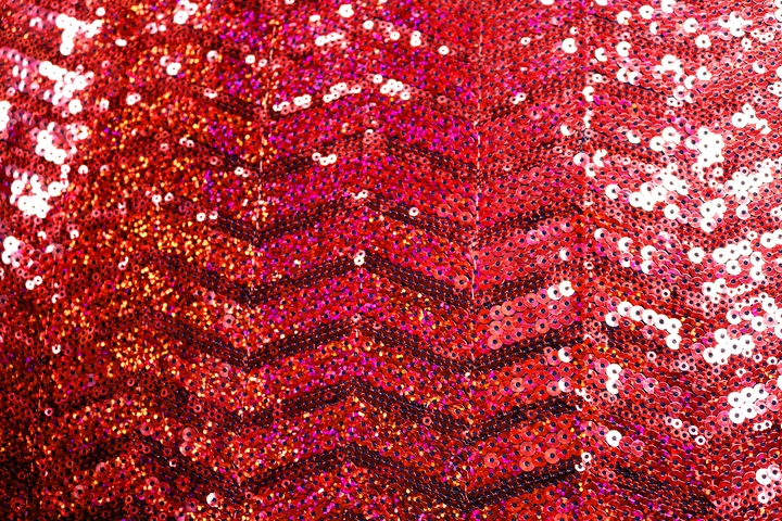 Zig Zag Met.& Hologram 2 way stretch sequin - Black/Red Hologram